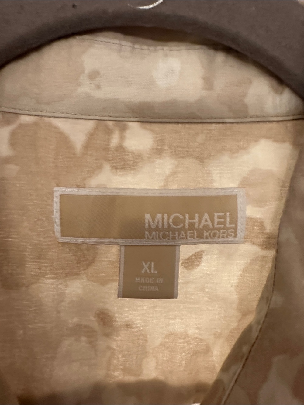 Michael Kors Women's Beige and Tan Camouflage Button-Down Shirt - Picture 3 of 5